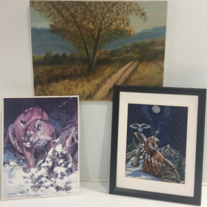Outdoor Canvas Painting, Mountain Lion Drawing, Framed Native Picture