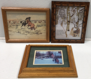 (3) Wooden Framed Pictures