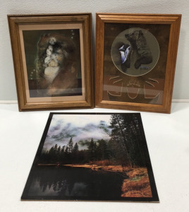 (2) Wooden Framed Pictures, Nature Landscape Art