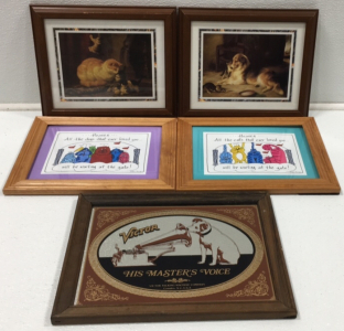 (5) Framed Cat & Dog Pictures