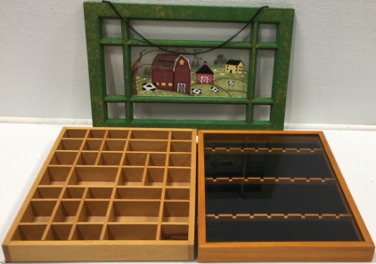 (2) Display Cases, Wall Hanging Window Picture
