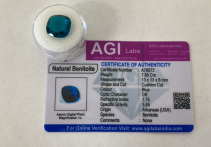 Certified Natural Benitoite Gemstone