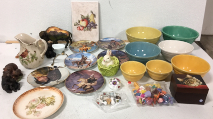 (7) Plates-(7) Bowls-Mini Cups-Disney Toys-(3) Bear Decorations and More