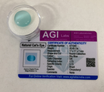Certified Natural Cat&rsquo;s Eye Gemstone