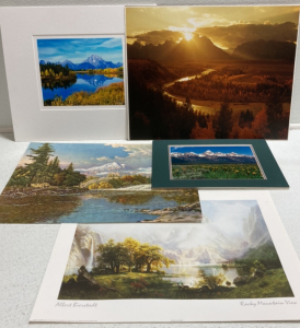 (3) Mountain Photographs, (2) Waterfall Paintinf Prints