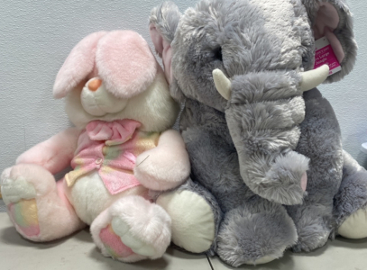 Two XL Giant Stuffed Animals, (1) Elephant and (1) A Pink Rabbit