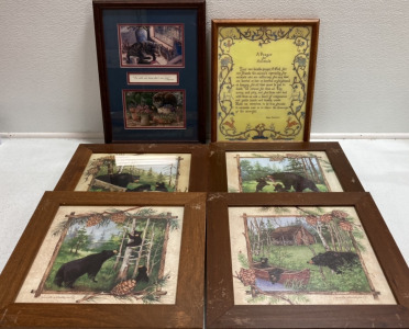 Framed Artwork: A Prayer for Animals, Sleeping Cats, (4) Mama Bear Series