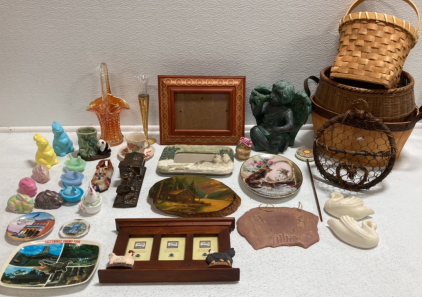 Baskets, Picture Frames, Ceramic Bunnies, Cherub Statue, and More Knick Knacks