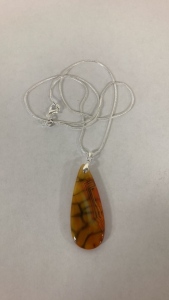 Orange, Black Dragon Veins Agate Gemstone Necklace