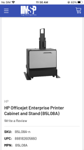 HP OfficeJet Enterprise X585/X555 Cabinet and Stand