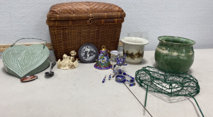 (1) Small Tube Of Crystals, (1) White Vase, and More!