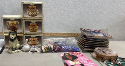 (1) Stack Of native American Glass Plates, (5) Crown Earthen Art Vases, and More!