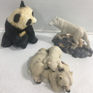 Panda Statue, Polar Bear And Cub Statue, Wolf Statue