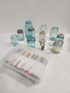 Tub of Markers, Mason Jars