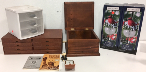 (2) Moonrays White LED-Wood Box-Jewelry Box-Watch-Harris Catalog-United States Stamps And More