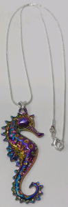 Rainbow Metal Seahorse Necklace