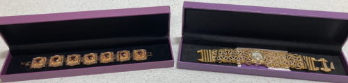 Suzanne Somers Jewelry: Gold Toned Watch, Peach Stone Bracelet