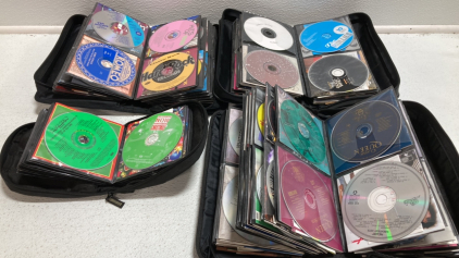 (4) Soft CD Cases Full w/ Various CDs