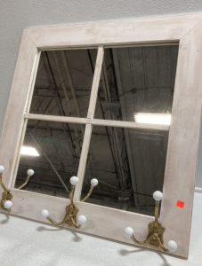 Window Framed Mirror w/ Hooks