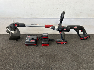 Craftsman 19.2 Volt Drill with Batteries and Chargers as Well as 12&rdquo; Weed Eater All Work
