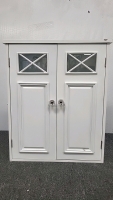 White Wood Medicine Cabinet with (2) Shelves