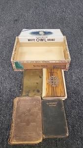 Vintage White Owl Cigar Box with 1899-1933 Pocket Bibles