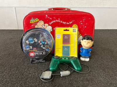 Vintage Care Bears Mini Suitcase, PlayStation 2 Memory Cards, Controller and More