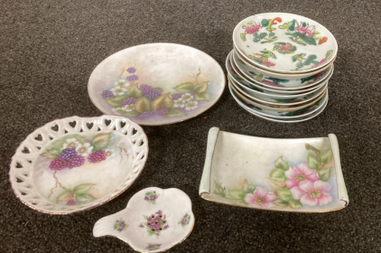 Floral/Nature Painted China - Matching Set w/Unique Pieces