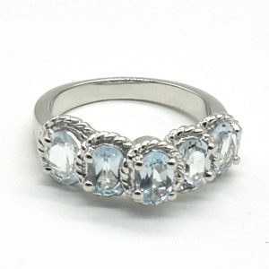 Silver Blue Topaz(5.15ct) Ring
