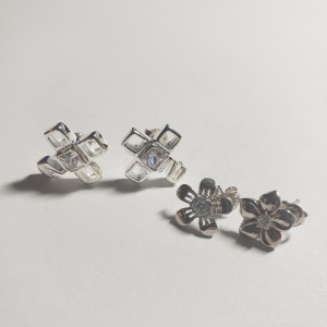 Silver Lot Of 2 CZ Earrings