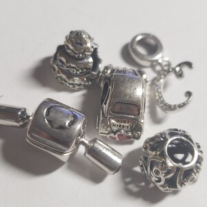 Silver Pack Of 5 Pandora Style Beads