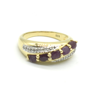 Gold plated Sil Ruby White Topaz(2.7ct) Ring