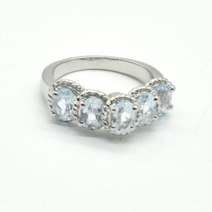 Silver Blue Topaz(3.1ct) Ring