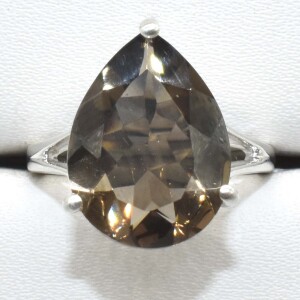 Silver Smokey Quartz(8.9ct) Ring