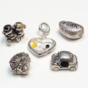 Silver Pandora Style Beads Pack Of 5