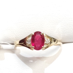 10K Natural Ruby(1.05ct) Diamond(0.04ct) Ring
