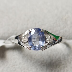 10K Ceylon Sapphire(0.9ct) Diamond(0.04ct) Ring