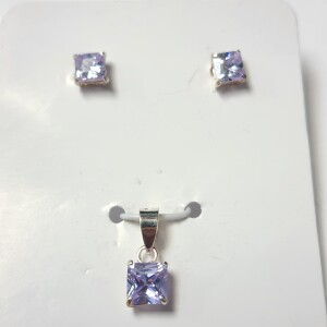 Silver Cz Earring And Pendant Set