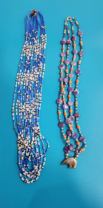 (2) Purple Handmade Native American Necklaces