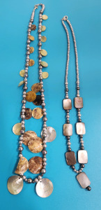 (2) Silver Bead Handmade Native American Necklaces