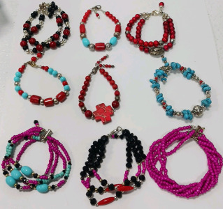 (9) Hand Beaded Bracelets