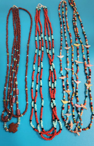 (3) Layered Handmade Native American Necklaces
