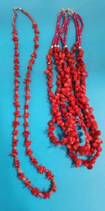 (2) Red Handmade Native American Necklaces