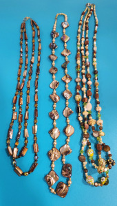 (3) Handmade Neutral Tone Native American Necklaces