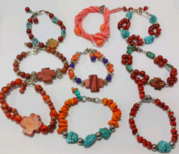 (9) Hand Beaded Bracelets