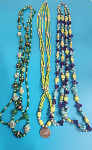 (3) Green Handmade Native American Necklaces