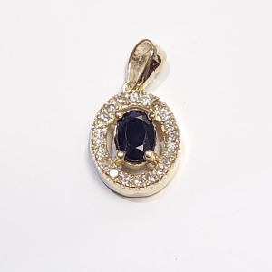 10K Natural Blue Sapphire(0.55ct) Diamonds(0.15ct) Pendant