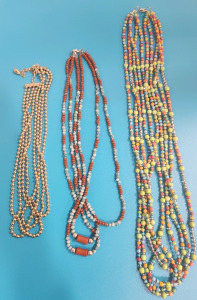 (3) Layered Handmade Native American Necklaces