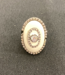 Miriam Salat White Stone and Crystal Ring Size 7