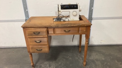 Vintage JCPenny Sewing Machine in Cabinet